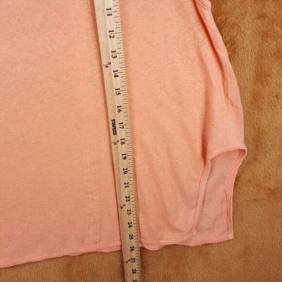 FREE PEOPLE Womens Top Medium Orange Cut Out Linen Blend Oversized Side Slit - Picture 8 of 10